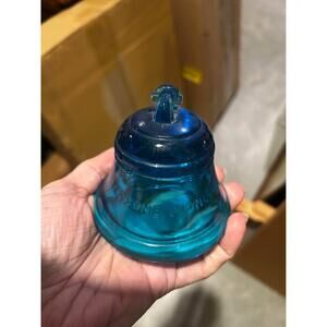 Vintage Blue Glass Telephone Pioneers Bell paperweight